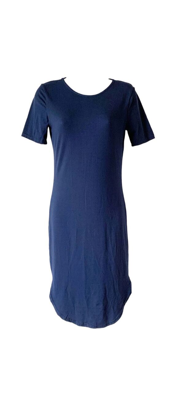 Yelete Women's Short Sleeve Crew Neck Midi Bodycon Pencil Fitted Dress Blue 2XL